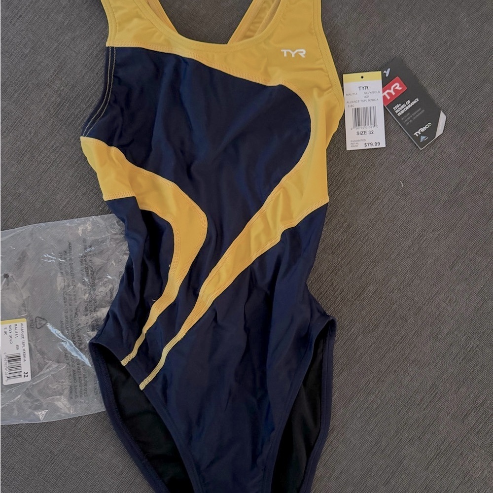 TYR Women's alliance competitive Swimsuit in Navy and Gold